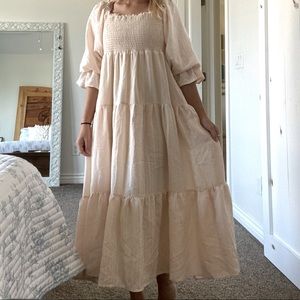 &merci blush pink puff sleeve dress women’s size small